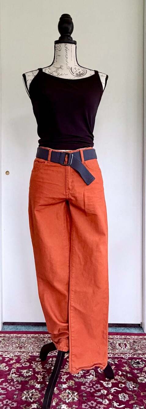 Epic Threads Denim Orange Wide Leg Pants with Included Belt Size 16